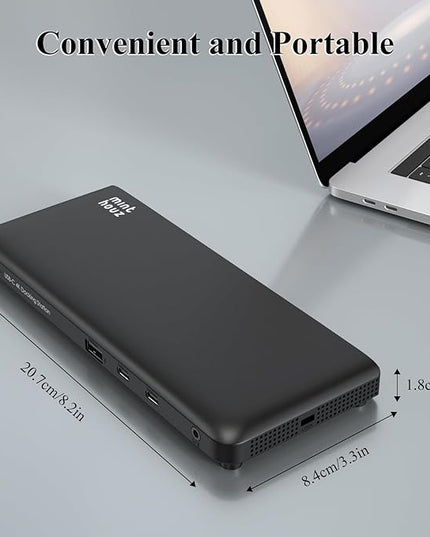 Minthouz 12-in-1 Docking Station with 100W Charging, Triple Display Dual 4K Support, 1000Mbps LAN Port, Laptop Docking Station, 4X USB-A (1x 10Gbps), 2X USB-C, Compatible with Windows, Mac, Chrome
