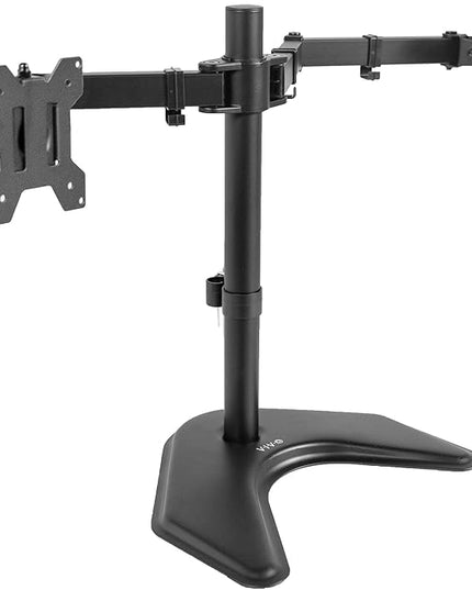 VIVO Dual LED LCD Monitor Mount, Free-Standing Desk Stand for 2 Screens up to 32 Inch, Heavy-Duty Fully Adjustable Arms with Max VESA 100x100mm, Black, STAND-V032F