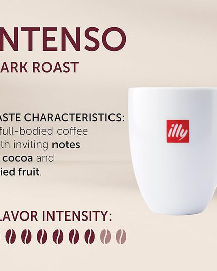 Illy Intenso Ground Drip Coffee, Bold Roast, Intense, Robust And Full Flavored With Notes Of Deep Cocoa, 100% Arabica Coffee, No Preservatives, 8.8oz (Pack Of 1)