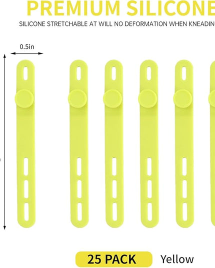 Oligei 25 Pcs Silicone Cable Ties, Cable Ties Reusable, High Elasticity Cord Wraps for Electrical Cords, Cord Organizer for Earphone, Phone Charger(Yellow)