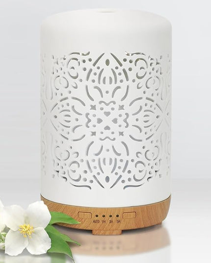 Earnest Living Essential Oil Diffuser White Ceramic Diffuser 250 ml Timers Night Lights and Auto Off Function Home Office Humidifier Aromatherapy Diffusers for Essential Oils