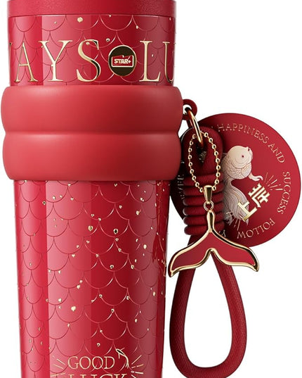 24 oz Tumbler with Lid and Straw, Insulated Coffee Mug Leak Proof, Portable Iced Travel Water Bottle, Reusable Thermal Coffee Cup, Gifts for Women, Scarlet Red