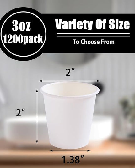 Lamosi 1200 Pack 3 oz Paper Cups for Bathroom, Disposable Small Mouthwash Cup, 3oz Mini Espresso Cups for Travel, Party, Picnics, Home, Applicable to Cup Dispenser