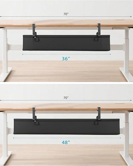 Oxford Cloth Under Desk Cable Management Tray,No-Drill 48" Desk Cable Management Organizer with Clip/Screw Installation,Holds Up to 70 lbs,Fabric Cable Management for Home,Office & Gaming Computer