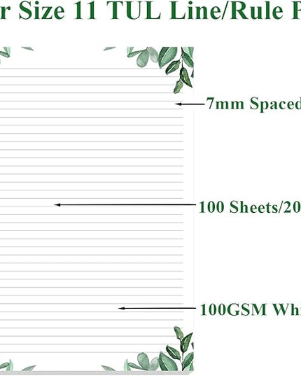 (3-Pack) A4 TUL Discbound Lined Refill Paper, 11-Disc Discbound Ruled Filler Paper, Letter Size 300Sheets / 600Pages Loose-Leaf, 100gsm, 8.5'' x 11'', Leaf