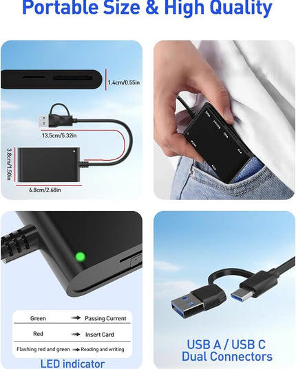 Type C/USB SIM Card Adapter - 7 in 2 CAC Smart Card Reader Military, MS Pro Duo/SD/TF/M2/ID/IC/PIV/SIM Card Reader, Memory Stick Pro Duo Adapter SIM Card Reader for Computer,PC,Windows,Linux,MacOS