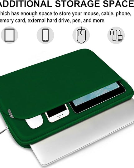 Laptop Case 14 inch, Slim Portable Monitor Protective Cover with Front Pocket, Traveling Computer Carrying Bag Laptop Sleeve Compatible for MacBook Air/Pro, HP, Dell, Lenovo, Acer, Dark Green