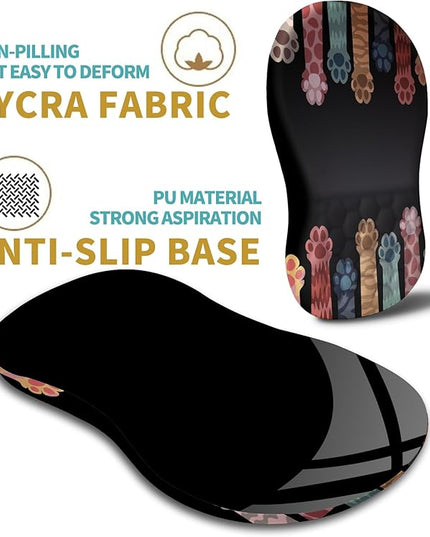 Hokafenle Ergonomic Mouse Pad Wrist Support with Massage Design, Wrist Rest Pain Relief Mousepad with Memory Foam&Non-Slip PU Base, Mouse Pads for Wireless Mouse & Desk (12x8 inch,Paw)