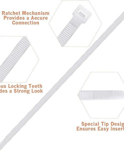 Halsouy Heavy Duty Nylon Self-locking Large White Cable Ties, 50 Pack (26 Inch)
