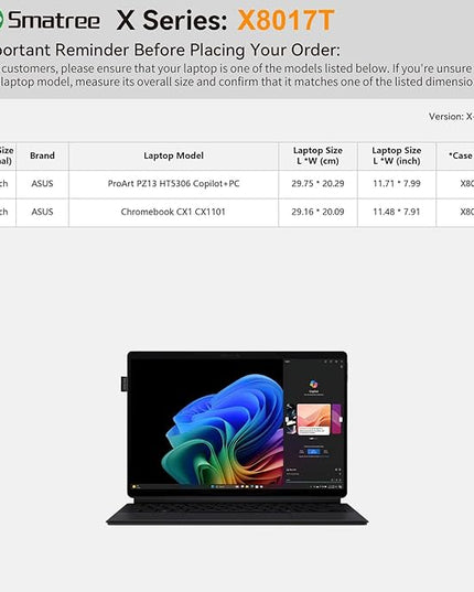 Smatree Hard EVA Protective Sleeve Case Compatible for 11.6 inch ASUS Chromebook CX1 (CX1101), 13.3 inch ASUS ProArt PZ13 (HT5306) Copilot +PC, Laptop Notebook Bag (X8017T)