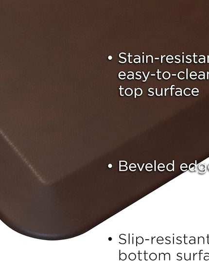 GelPro Anti-Fatigue Designer Comfort Kitchen Floor Mat, 20x32”, Leather Grain Truffle Stain Resistant Surface with 3/4” Thick Ergo-Foam Core for Health and Wellness