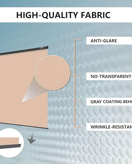 RAUBAY Retractable Pull Down Beige Screen Backdrop - 78.7" x 86.6" Collapsible Wall-Mount Nude Background for Professional Video Production, Photography, TikTok and Video Conferencing