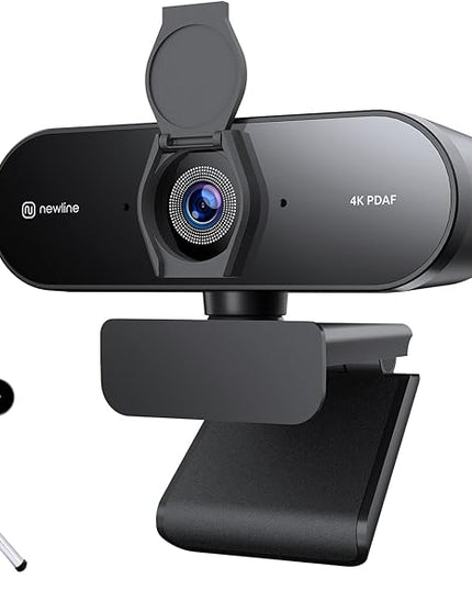 N newline 4K Webcam for PC with Tripod, PDAF Autofocus, 1080P@60FPS, 79° FOV, Low Distortion, 2 Noise Reduction Mics, Privacy Cover, Plug&Play, PC Camera for Skype, Teams, Zoom, NewEye 62 Kit