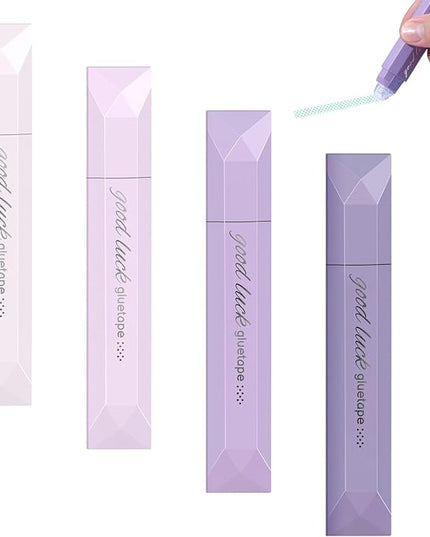 4PCS Double Sided Tape Pen, Strong Double Sided Tape Pens, New Gradient Color Double Side Tape Roller for Gift Wrapping, Junk Journals, Essential Scrapbooking Supplies, School Office (Purple)