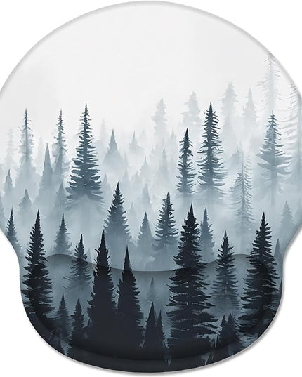 Ergonomic Mouse Pad Wrist Support, Misty Forest Gel Mouse Pads with Wrist Rest, Computer Mousepad for Desk with Non-Slip Base, Comfortable Mouse Pad for Work Accessories Office Supplies Decor