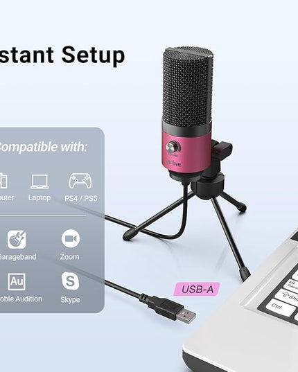 FIFINE USB Podcast Condenser Microphone Recording On Laptop, No Need Sound Card Interface and Phantom Power-K669