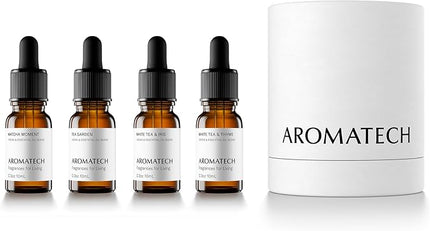 AromaTech The Tea Collection Set | Gift Set of Aroma Diffuser Essential Oils Blend of Matcha Moment, Tea Garden, White Tea & Iris and White Tea & Thyme - 10 Milliliter