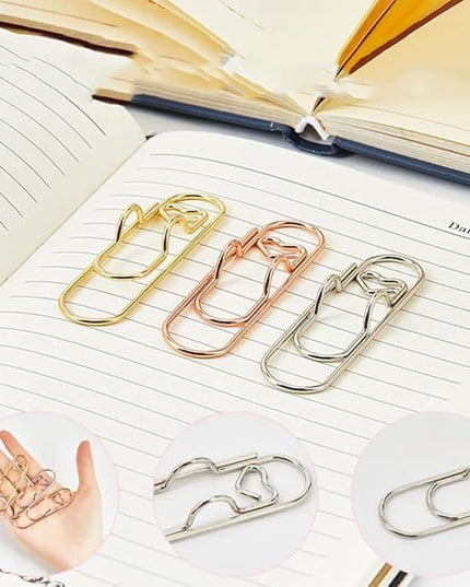 Paperclip Pen Holder, Heart Shaped Metal Pen Clip, 30/60PCS Paper Clips, Metal Pe𝐧 Holder Clips for Notebook, Reusable, Steel Paperclip (Round,60pcs)