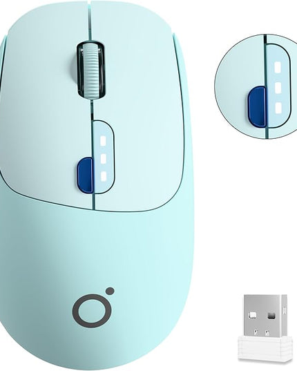 EWEADN Q5 Wireless Mouse, Bluetooth & 2.4G Quiet Computer Mouses with 1600 DPI, Battery Level Display, Ergonomic Office Mouse,6 Button Portable Cute Cordless Mice for Laptop/PC/Mac- Blue