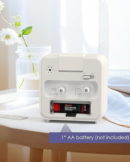 OQIMAX Analog Alarm Clocks, Non Ticking Table Clock with Luminous Hand & Large Display, Battery Powered Silent Bedside Alarm Clock with Night Light Function & Snooze, for Bedroom, Office (White)