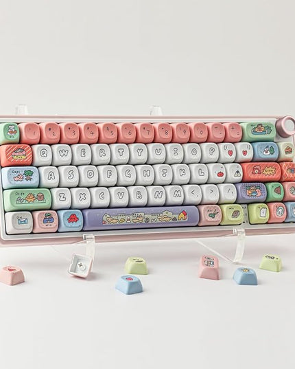 Tsungup MOA Profile Keycaps,126 Keys PBT Cute Funny Smiley Keycaps Dye-Sublimation Custom Keycap Set with Keycap Puller for Cherry Gateron MX Swithes Mechanical Keyboards
