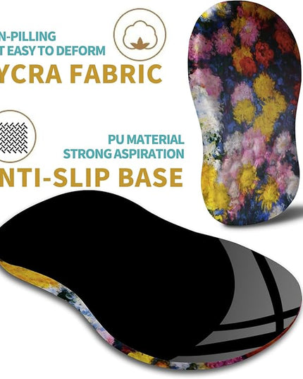 Hokafenle Ergonomic Mouse Pad Wrist Support with Massage Design, Wrist Rest Pain Relief Mousepad with Memory Foam&Non-Slip PU Base, Mouse Pads for Wireless Mouse & Desk(12x8 inch,Monet Chrysanthemum)