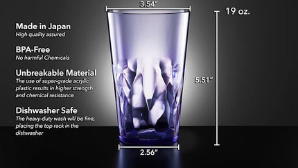 SCANDINOVIA - 19oz Unbreakable Premium Drinking Glasses Set of 6 - Super Grade Acrylic Plastic - Perfect for Gifts - Dishwasher Safe - Stackable - Drinkware Cups Reusable Water Tumbler
