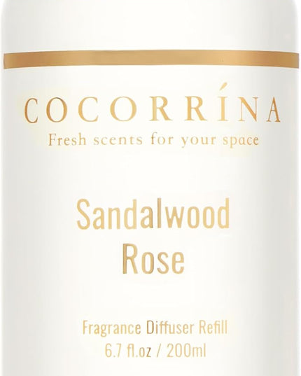 COCORRÍNA Refill - Sandalwood Rose 6.7 Fl.oz Reed Diffuser Refill with 8 Sticks