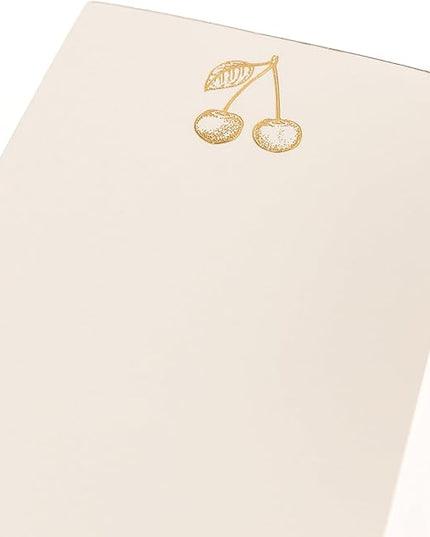 Graphique Cherries Designer List Pad Luxe Collection, Gold Foil Embossed To-Do Notepad, Writing Pad with150 Pages, 4” x 9.75”