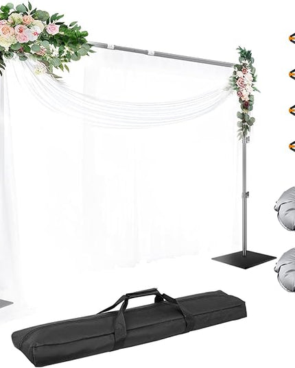EMART Backdrop Stand, 10x10ft Width Adjustable Photography Background Support Poles with Heavy Duty Flat Base, Photo Metal Steel Pipe and Drape Frame Kit for Parties Birthday Wedding - Black