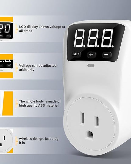 BSEED Voltage Protector Electronic Surge Protector Outlet, 1800W Wall Surge Protector for Refrigerator, TV, PC, Home Appliance, Voltage Regulator with LED Display Screen, Adjustable, 15A, 120V, 1 Pack