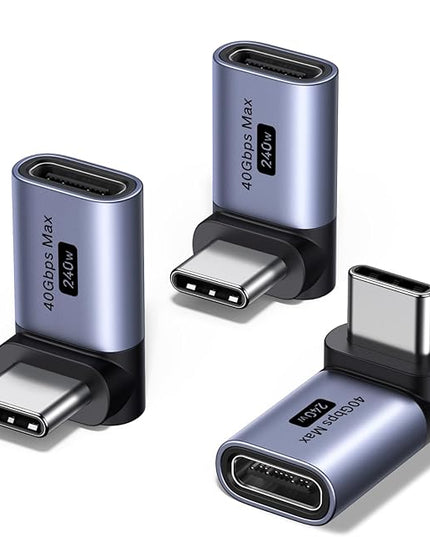 UGREEN 90 Degree USB C Adapter 3 Pack,Right Angle USB C Male to Female Adapter[40Gbps,240W,8K 60Hz] Compatible for Switch 2,Steam Deck,ROG Ally,MacBook,iPhone 17/16,iPad,Thunderbolt 4