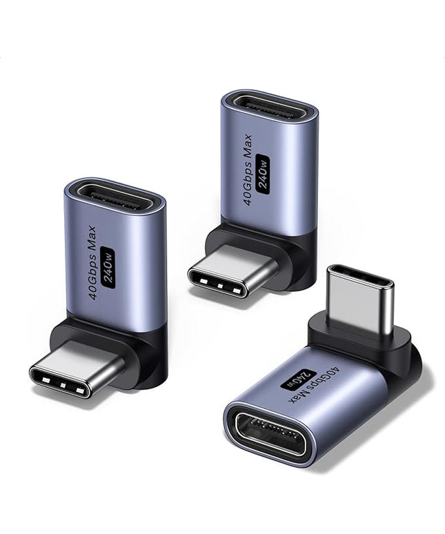 UGREEN 90 Degree USB C Adapter 3 Pack,Right Angle USB C Male to Female Adapter[40Gbps,240W,8K 60Hz] Compatible for Switch 2,Steam Deck,ROG Ally,MacBook,iPhone 17/16,iPad,Thunderbolt 4