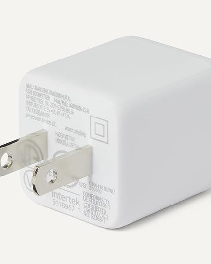 Amazon Basics Fast Charging USB C Nano GaN Wall Charger, 20W 1-Port PD 3.1 for Tablets Phones, White