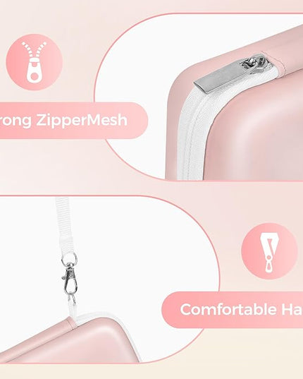Nelko Genuine Case Compatible P21 Label Maker, Compatible with Most Mini Label Printers, for Labeler Makers & Labeling Tapes, Box with Mesh Pocket for Batteries Accessories (Case Only), Pink