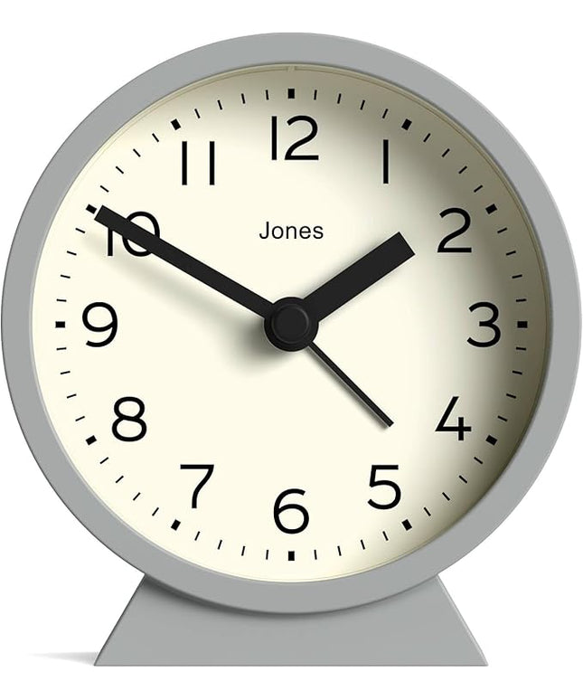 JONES CLOCKS® Midnight mini Alarm Clock | Contemporary Design | Gray | Stylish, Compact and Functional for Bedside, Desk or Shelf