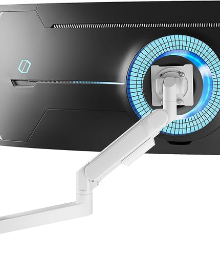 ARES WING Monitor Wall Mount for 24-57 Inch Ultrawide Gaming Screens, Premium Heavy Duty Monitor Arm Holds 60 lbs, Full Motion Gas Spring, Bearing Head for Easy Adjustment, 75/100 VESA Mount, White