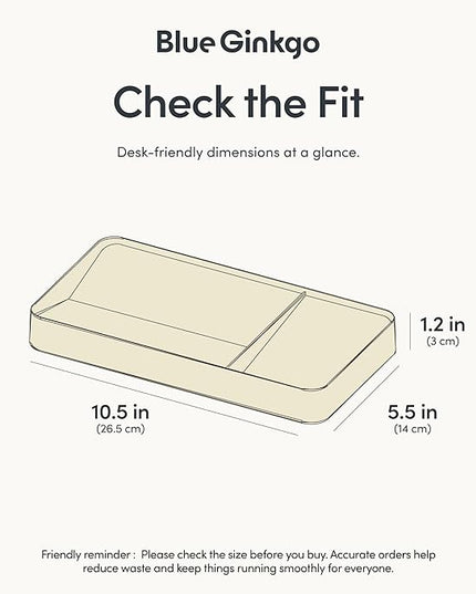 BLUE GINKGO Desk Tray – Korean-Made Organizer for Notes, Pens, Pencils, and Accessories (Double-sided, Beige)
