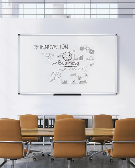 VIZ-PRO Dry Erase Board/Magnetic Whiteboard, 96 x 40 Inches, Large Wall Mounted Board for School Office and Home