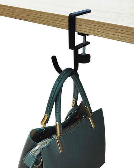 KISOY Purse Hook for Table Handbag Hangers Purse Hanger for Desk Bag Hooks for Tables can Hook Bag Purse Heavy Duty Foldable Purse Holder for Table Floding (Left-J Type Hook)