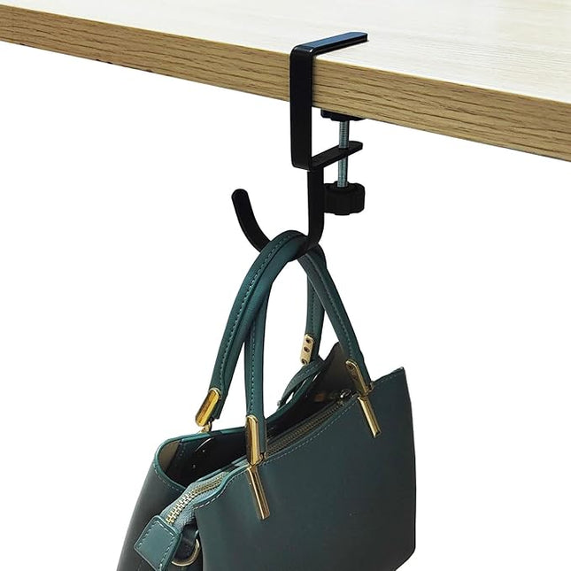 KISOY Purse Hook for Table Handbag Hangers Purse Hanger for Desk Bag Hooks for Tables can Hook Bag Purse Heavy Duty Foldable Purse Holder for Table Floding (Left-J Type Hook)