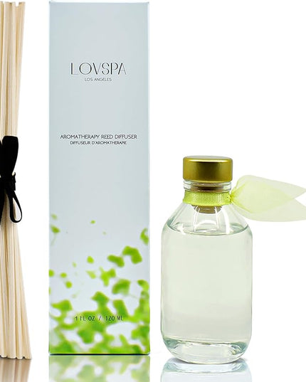 LOVSPA Reed Diffuser Set, Sparkling Citrus Scented Oil Diffuser with Sticks, Home Fragrance Accessories for Bathroom Shelf Decor, Aroma Diffusers for Home or Office Desk, USA Made