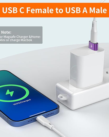JXMOX USB to USB C Adapter 4-Pack,USB C Female to A Male Charger Type C Converter for Apple Watch Ultra iWatch 7 8 SE,iPhone 16 15 14 13 12 11 Plus Pro Max,AirPods,iPad Air,Samsung Galaxy S23 S22 S21
