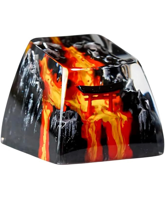 Red Torii Gate Japanese Shrine Artisan Keycap with Volcano R1 SA Profile Custom Keycaps 1U ESC Handmade Gaming Resin Key Cap Cherry MX Switch Compatible Mechanical Keyboard Japan Lover Gift