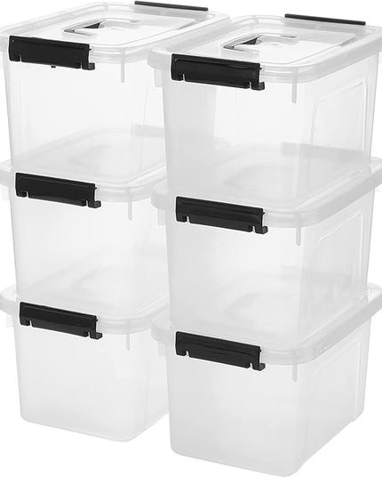 6 Quart Clear Storage Latch Box/Bins, 6-Pack Plastic Container with Latches and Lid