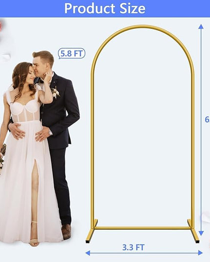 6.6 ft Arch Backdrop Stand, Metal Wedding Arch Stands for Party, Birthday, Wedding, Bridal Shower, Baby Shower Gold