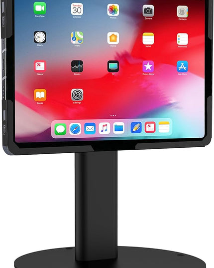 Mount-It! Universal Tablet Stand with Tilt, Anti-Theft Retail iPad POS Kiosk Stand, Fits Tablets from 9.7" to 13" Screen Size, 90° Rotation for Portrait and Horizontal Viewing, Durable Steel, Black