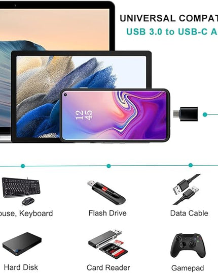 USB C Adapters 4 Pack, USB C to USB 3.0 OTG Adapter, Micro USB to USB C Adapter Compatible with MacBook Pro, Samsung Galaxy, Smartphones, Laptop, PC, in Car and More