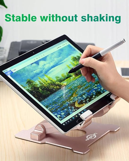 KABCON Tablet Stand,【Updated】 Adjustable Eye-Level Aluminum Solid Desktop Stand Holder,Compatible with iPad Series,Microsoft Surface Series,Samsung,Kindle Fire,Etc.Up to 15'' Tablets-Pink