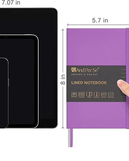 &And Per Se Lined Journal Notebook, 160 Pages, A5 5.7 x 8 inches College Ruled Thick Paper Notebook Journals for Writing, Hardcover Notebooks for Women Men Office School (1 Pack, Violet)